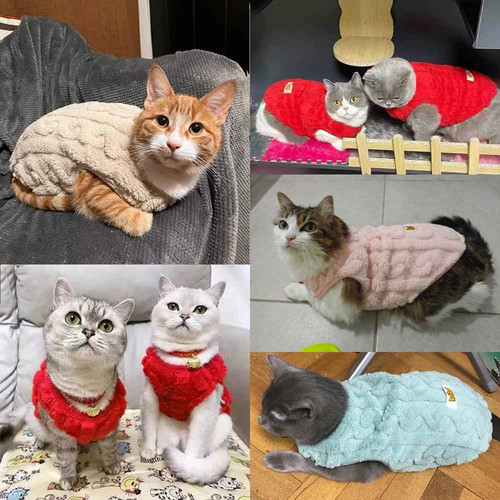 Pet dog cat fleece sweater - cat,