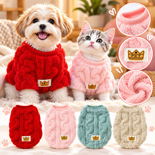 Pet dog cat fleece sweater - dog,