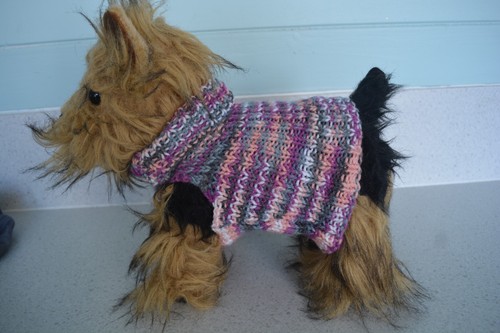 Hand knitted dog coat - xs, 6"