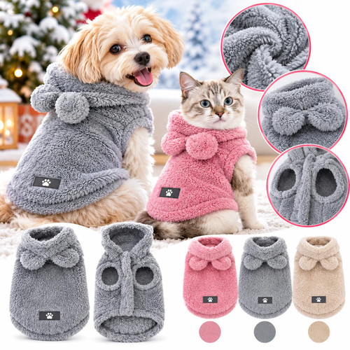 Fleece dog hoodie - dog, coat
