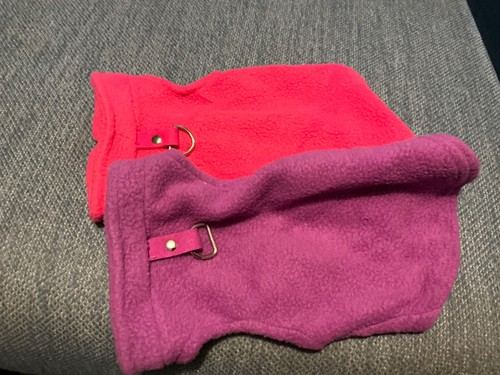 Pink purple fleece dog - &,